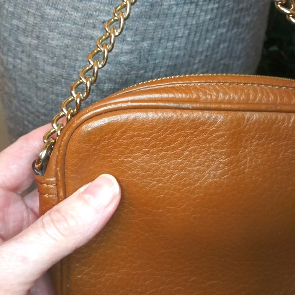 Michael Kors Ginny Caramel Brown Leather Camera Bag Style Crossbody - Picture 8 of 13